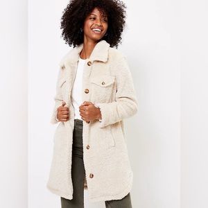 LOFT Faux Shearling Shirt Coat Women’s Size Medium
